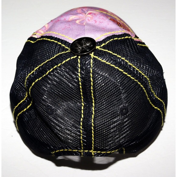 Ed Hardy Throwback Embellished Floral Roses Snapback Trucker Hat One Size - Picture 7 of 10